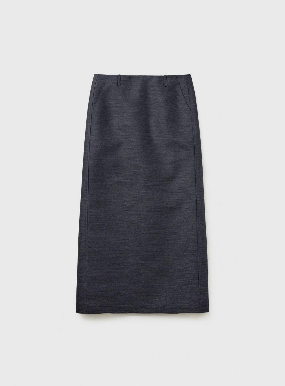 [2ND] SILK LONG SKIRT - CHARCOAL