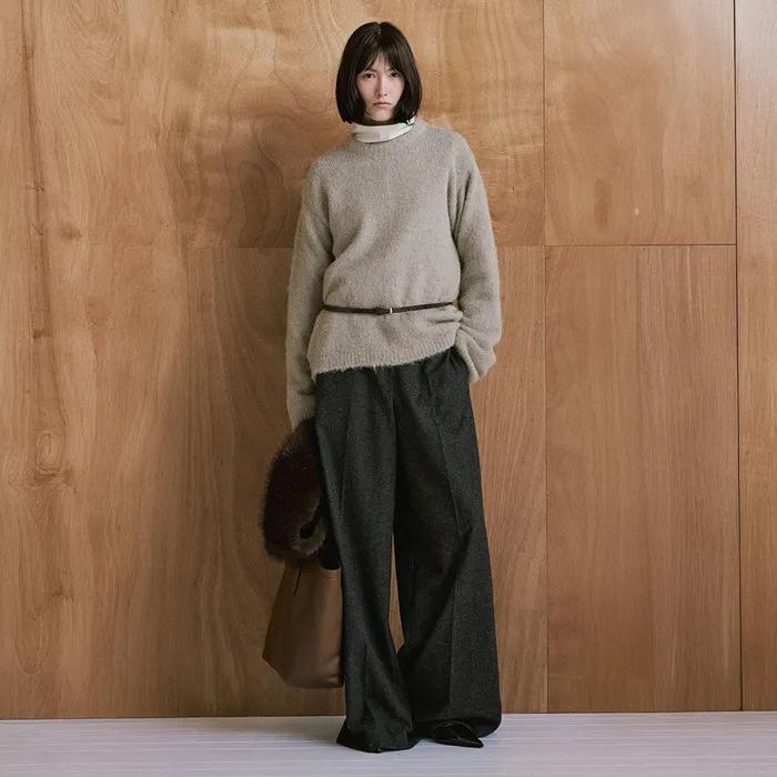 Alpaca Round-Neck Knit P208_2color