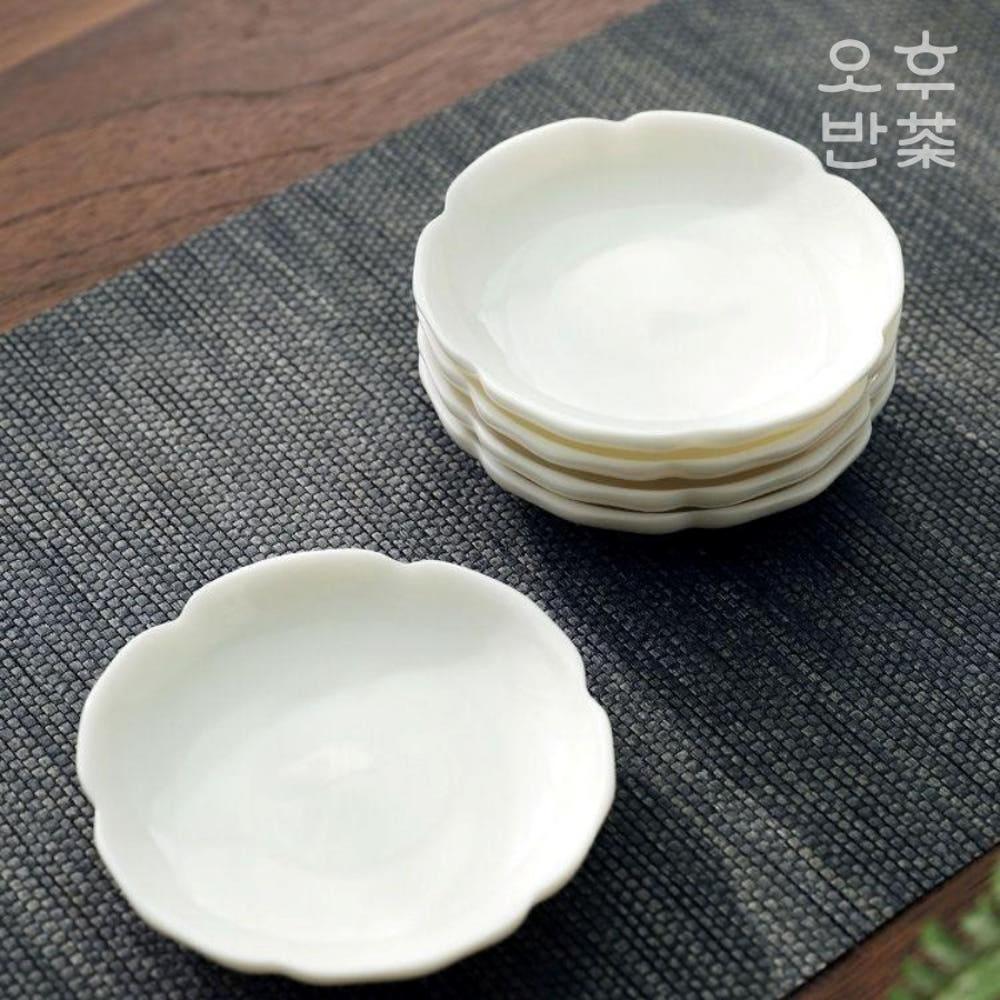 순수 백자 꽃 잔받침 6개 세트 코스트 코스터 코스타 찻잔 받침