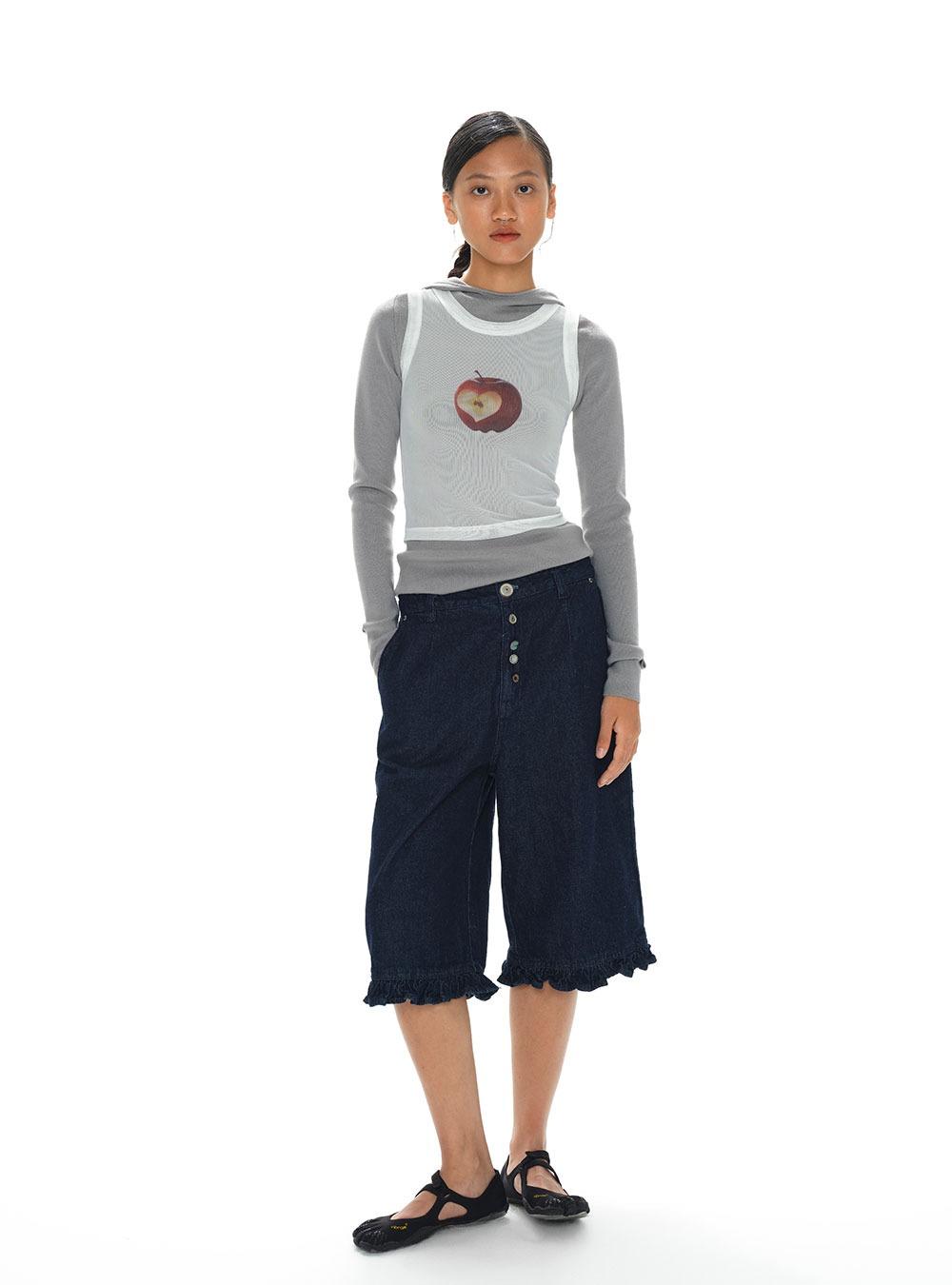 Apple Print Layered Mesh Sleeveless