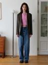 artificial leather jk - brown