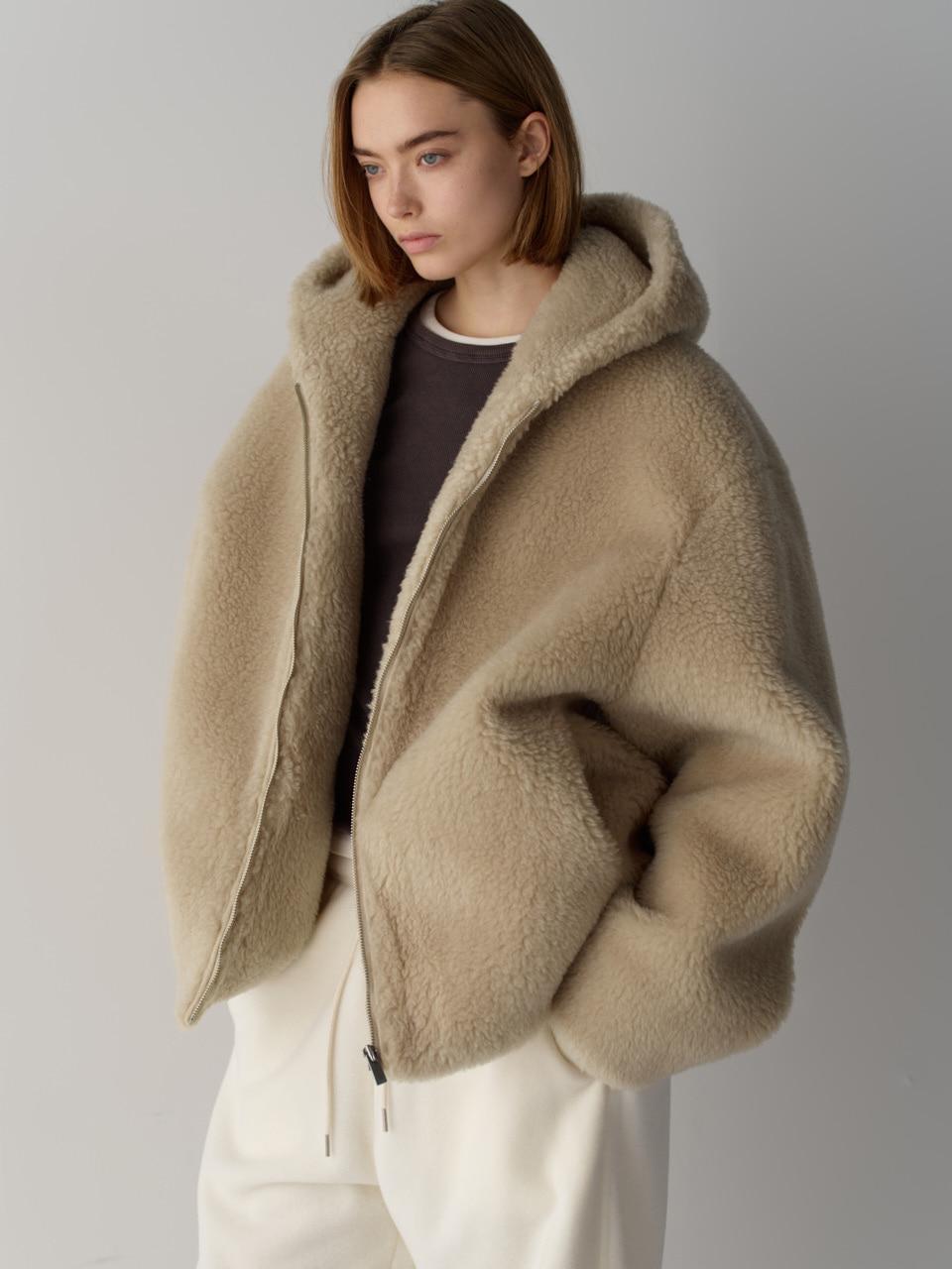 램스울 후디드 점퍼_beige