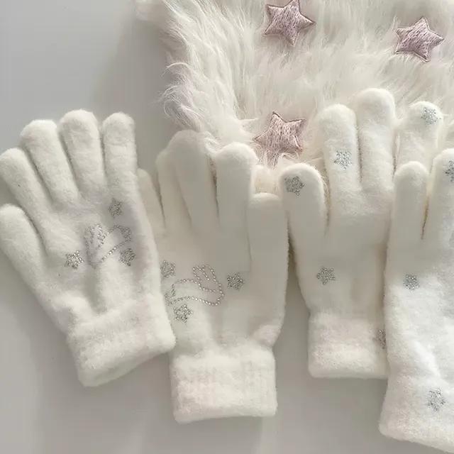 Y2K Cubic Rabbit&Star Touch Gloves 큐빅 토끼 별 터치 장갑