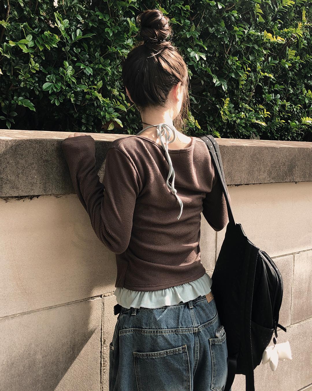 빈블 [자체제작/SET/레이어드] @vinvle made, 베로니 프릴 홀터넥 나시 가디건 세트