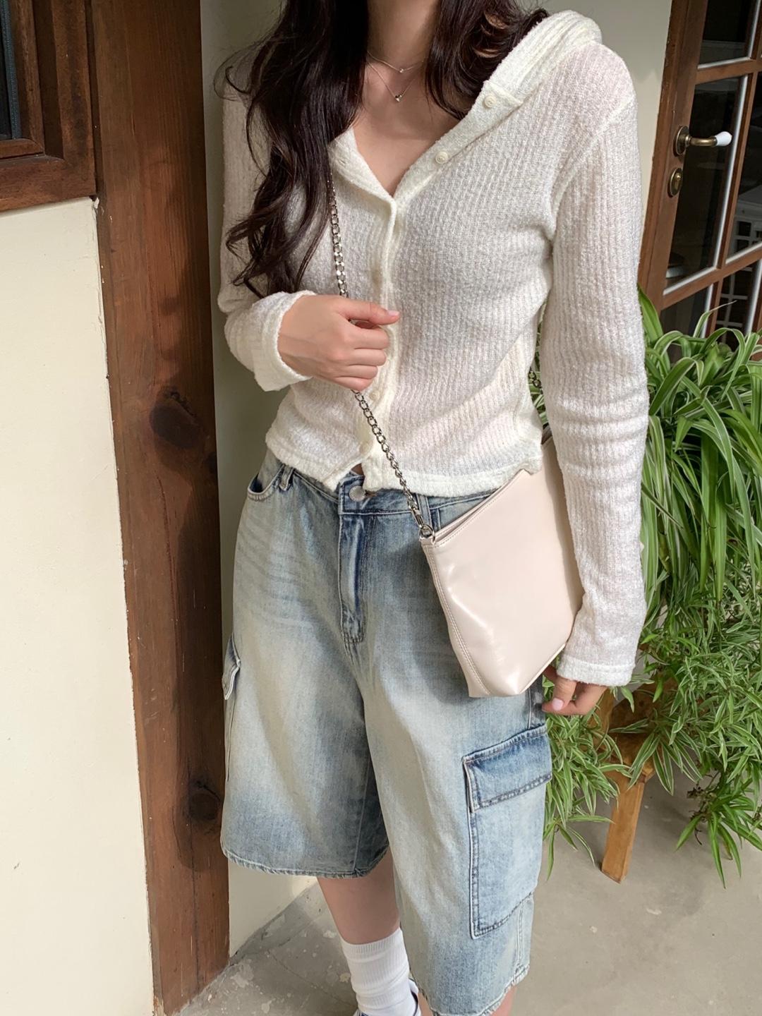 모네 후드 가디건