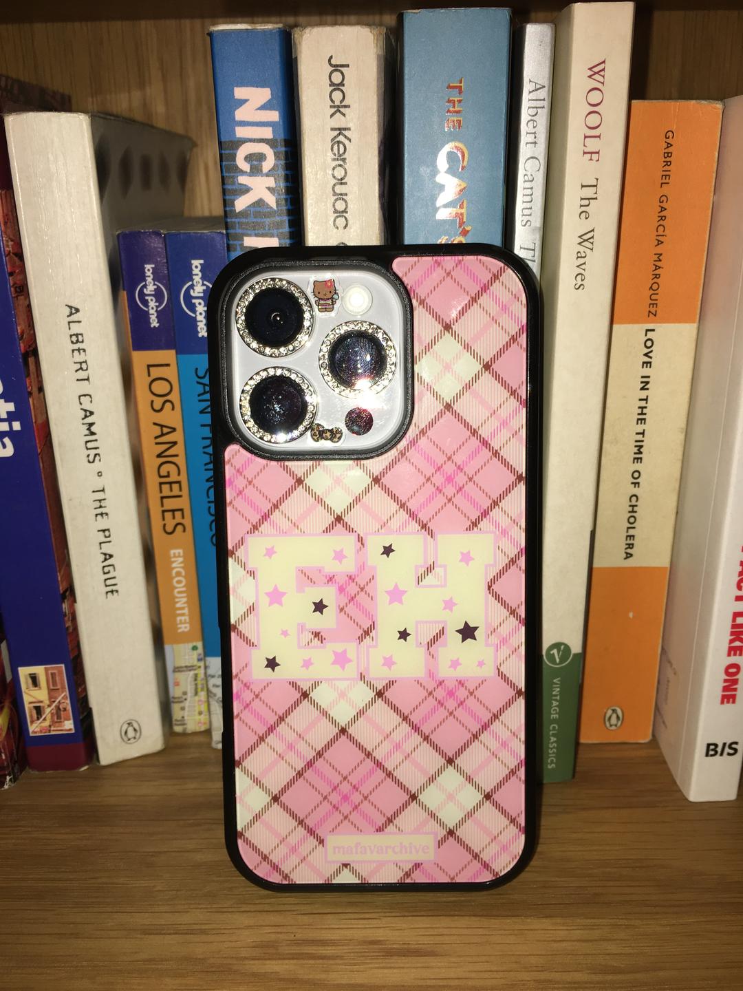 custom check pattern magsafe glass case