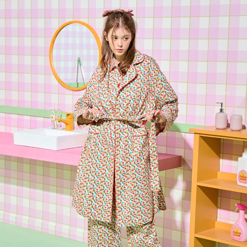 [클럼피 바이 위글위글]라운지로브 홈웨어 샤워가운  - Popcorn Flower