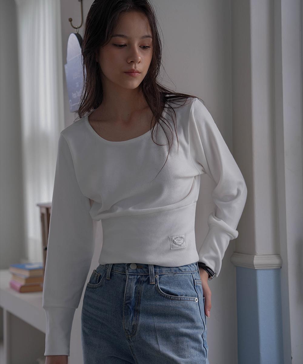 드헤베 Slim U-neck Long Sleeve [Ivory]
