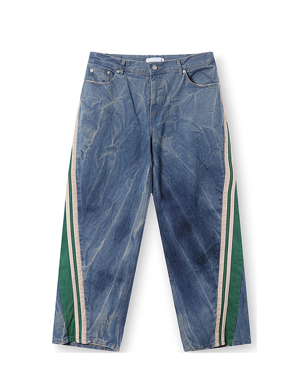 사이드 트랙 링클 데님 팬츠