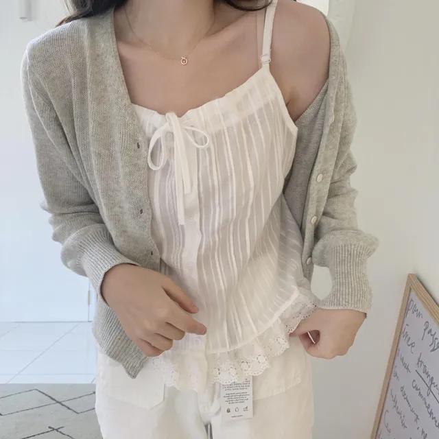 [당일발송/유사품주의/1000장 돌파🎁] 프릴나시블라우스 뷔스티에 레이스 리본 프릴 러블리 나시