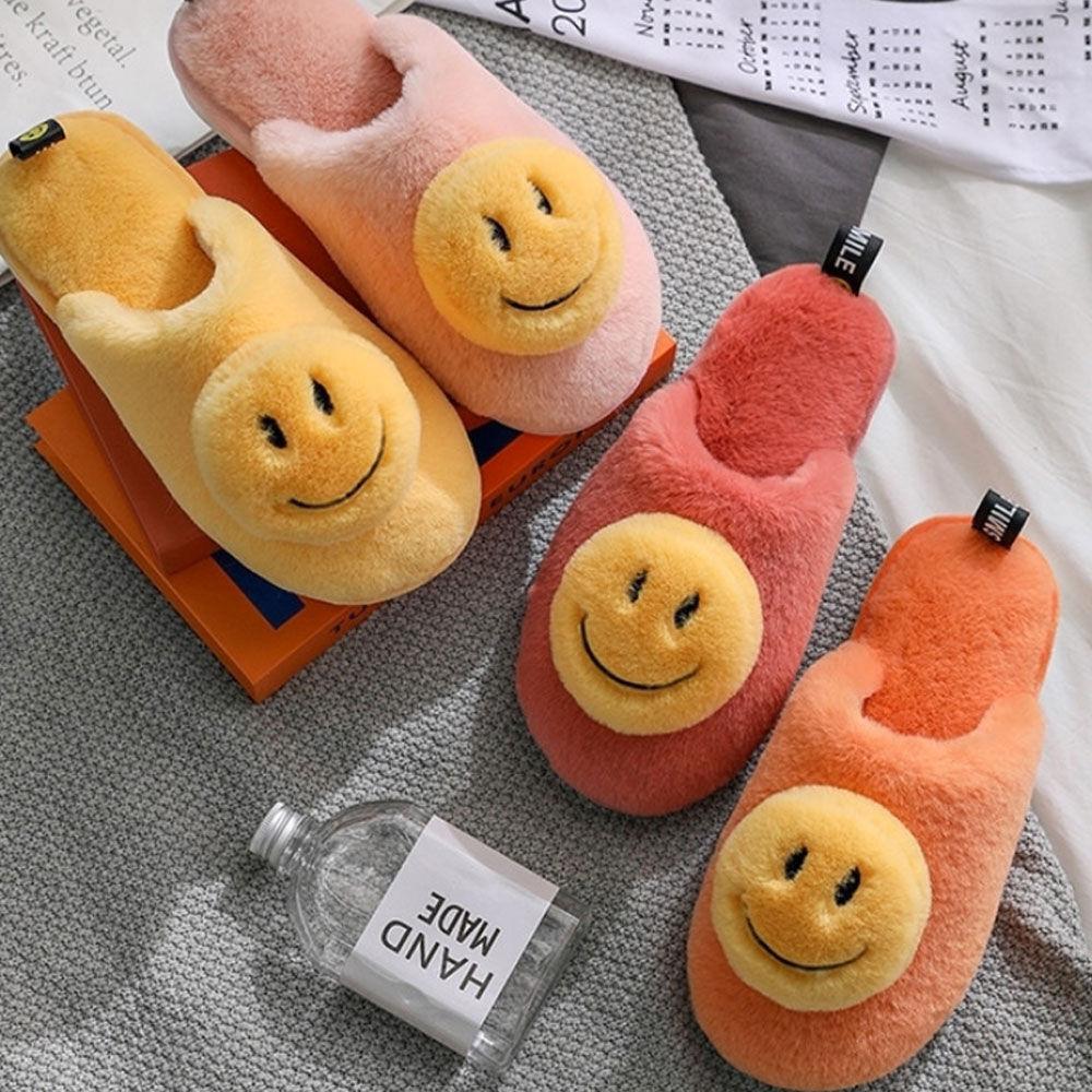 여성 실내화 겨울 스마일 털 슬리퍼