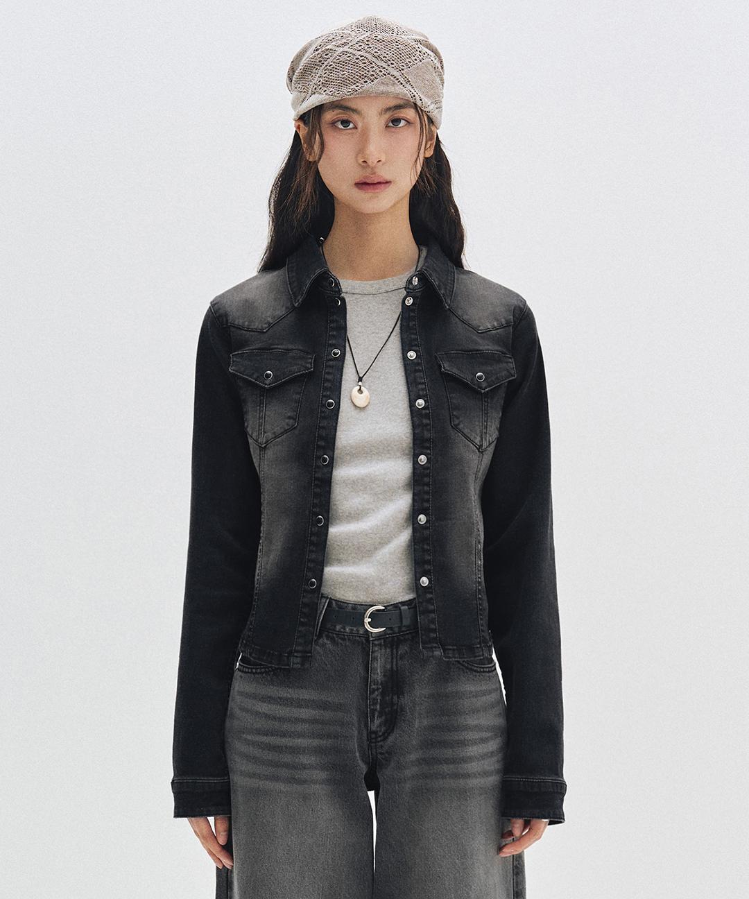 데케트우먼 Western Slim Denim Shirts DCWSH003BLACK
