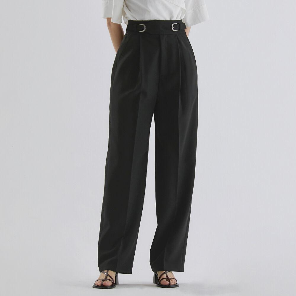 DOUBLE BUCKLE WIDE PANTS_BLACK