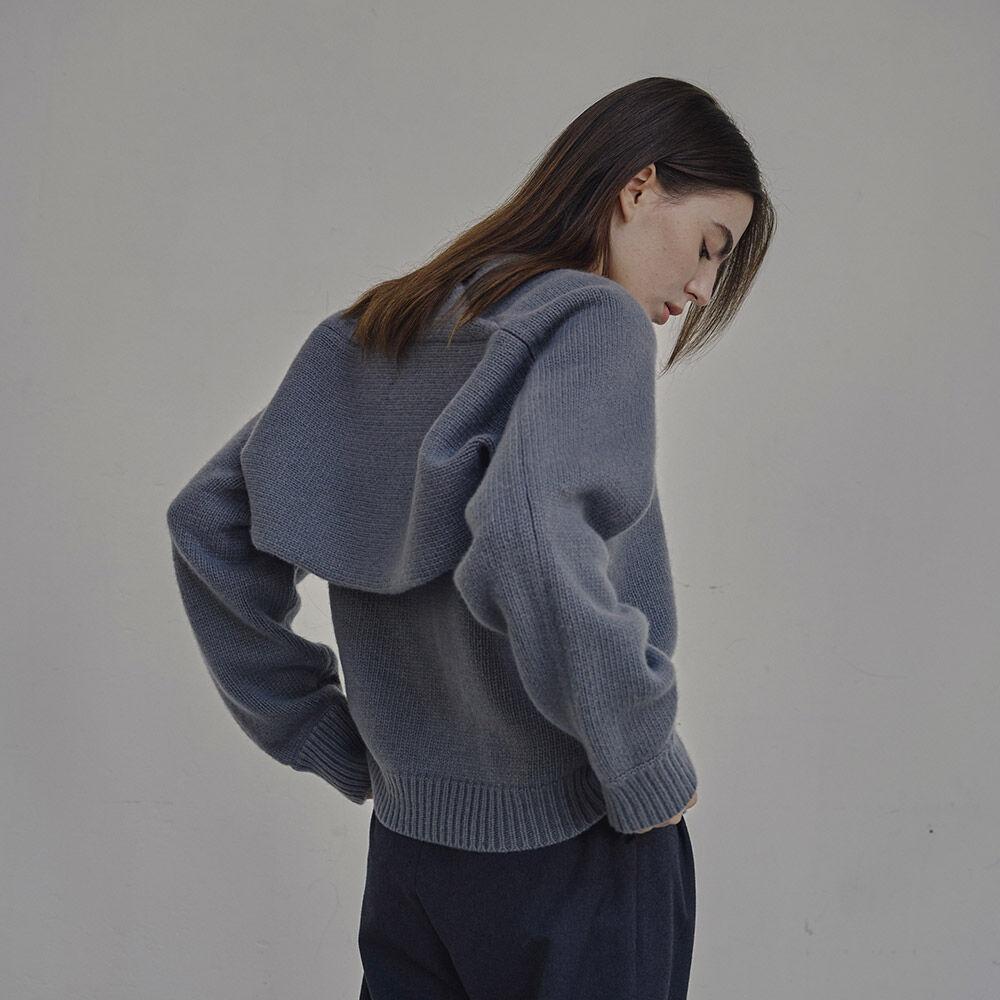 knit bolero set_blue gray