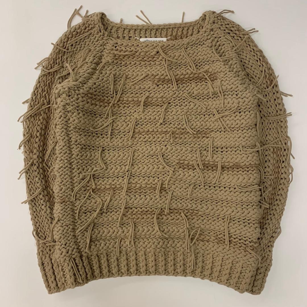 (중고) Maison Margiela 메종마르지엘라 베이지브라운 케이블 태슬 보트넥 니트