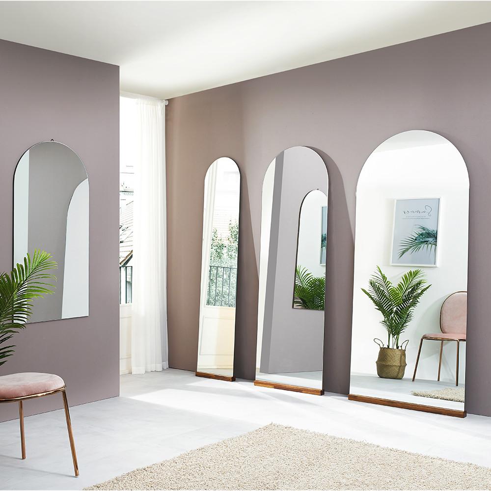벽걸이 스탠드 아치형 원목 대형 현관 노프레임 미용실 경대 전신 거울 400x1800