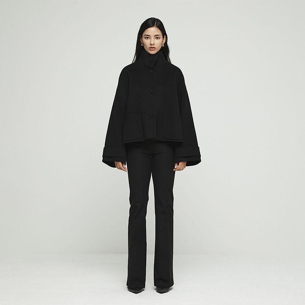 24FW 베일리 하프 케이프 코트 블랙
