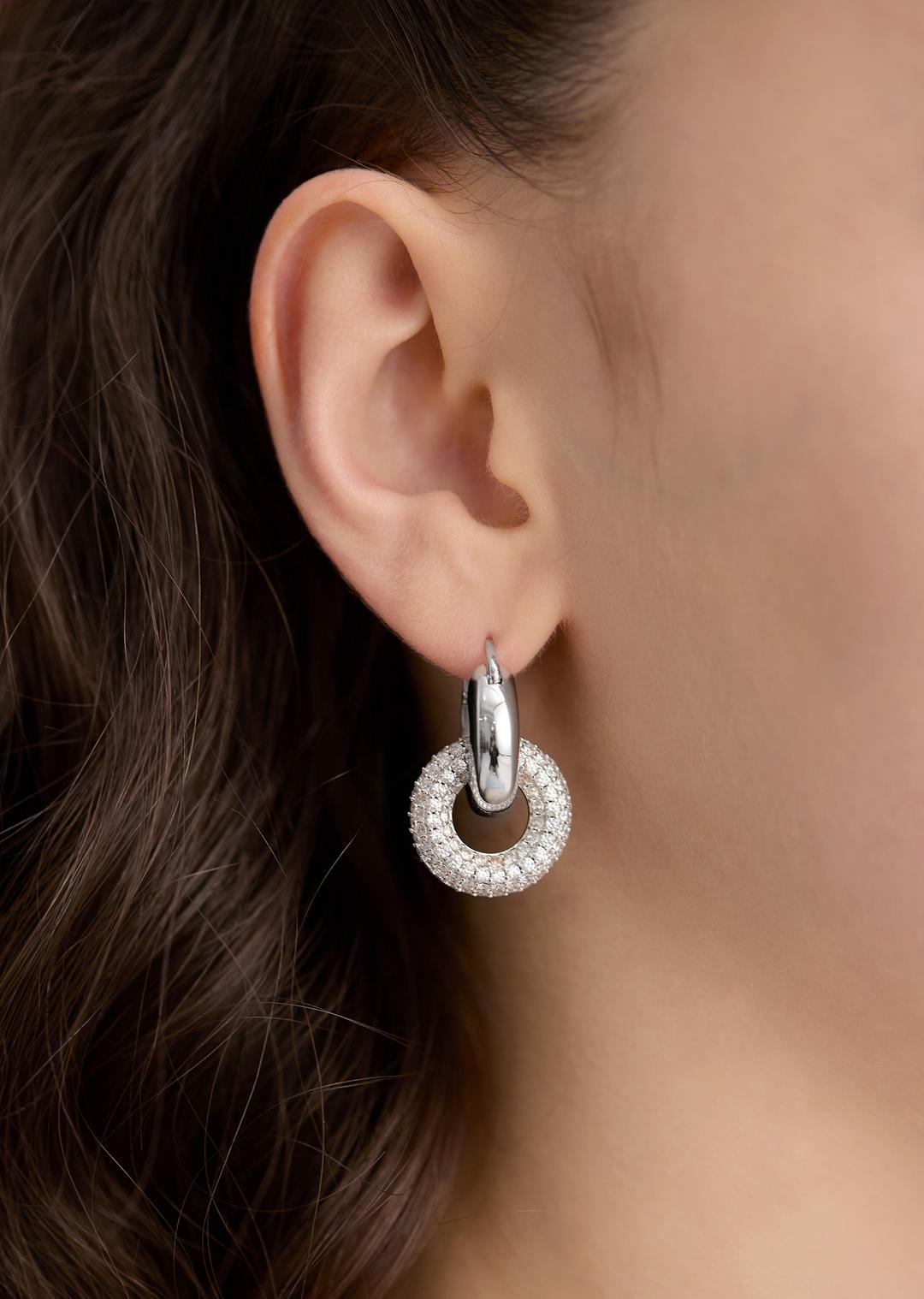 Double Hoops Earrings (Silver)