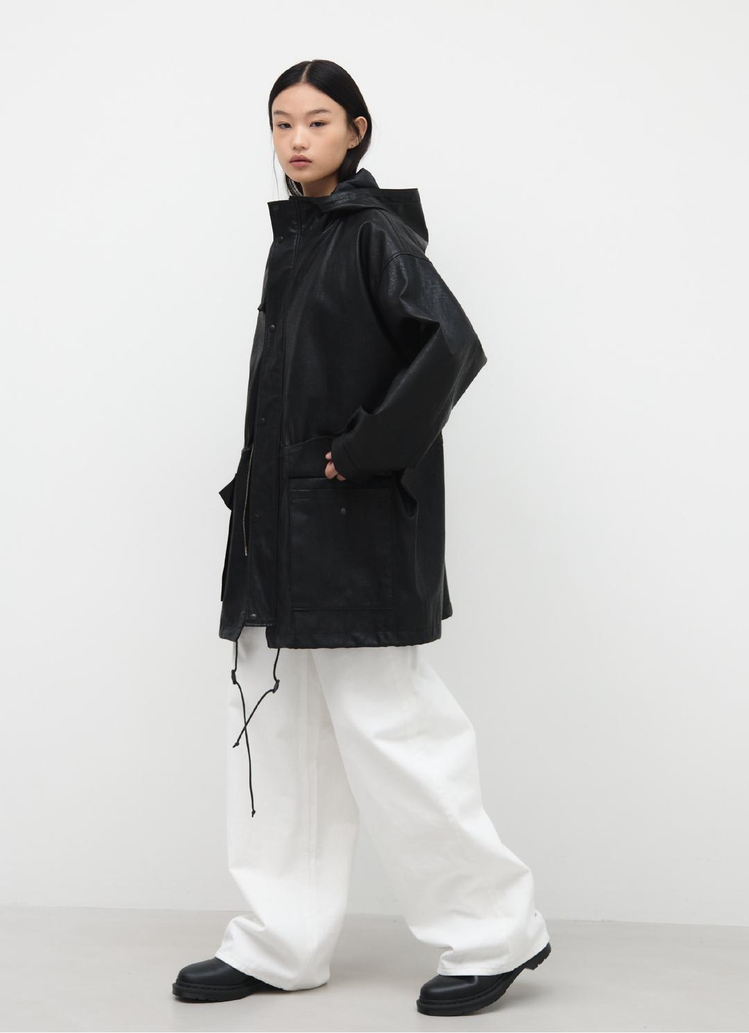 26SS HUNTING FAUX LEATHER JACKET / BLACK