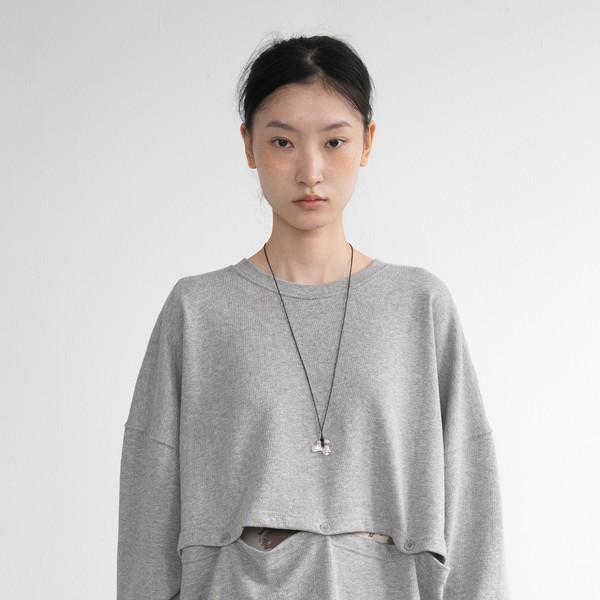 Open Button Over Sweatshirt (Gray)