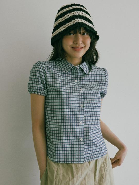 [RE-STOCK] W CHECK PUFF SHIRTS [2 COLOR]