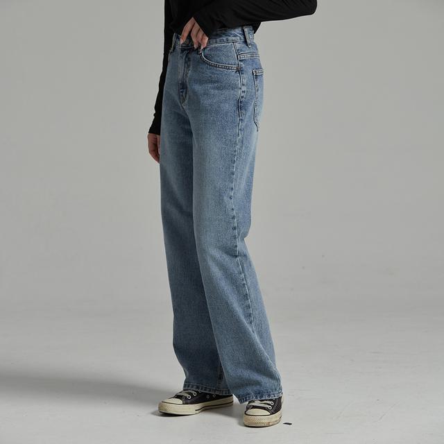 [CONA 9085] (기모옵션추가) 딥워싱 브러쉬 루즈핏 와이드 스트레이트 데님 (진청)