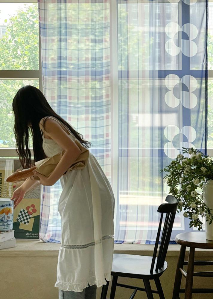 베리체크지아트 쉬폰 포인트 커튼 패브릭 창문 인테리어 패턴 디자인