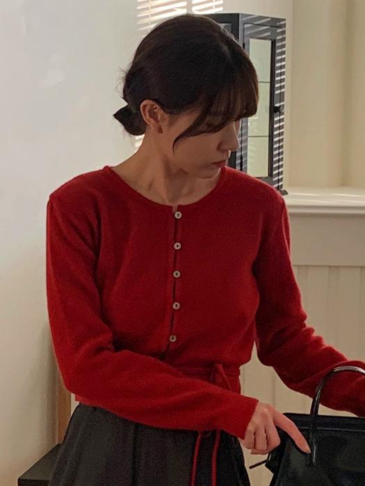 [알로하 Pick] Wool CashMink Pearl Cardigan (Red)