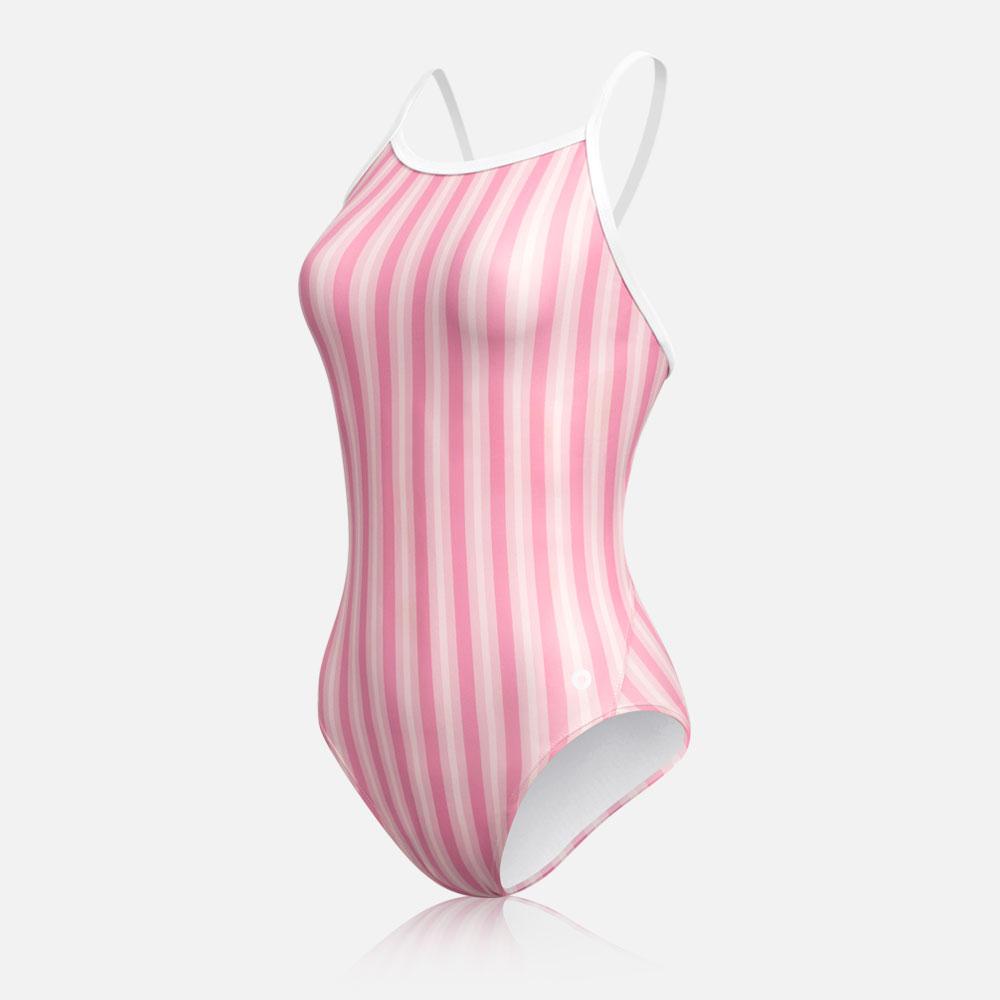 Stripe light pink (스트라이프 여자수영복 라이트핑크)