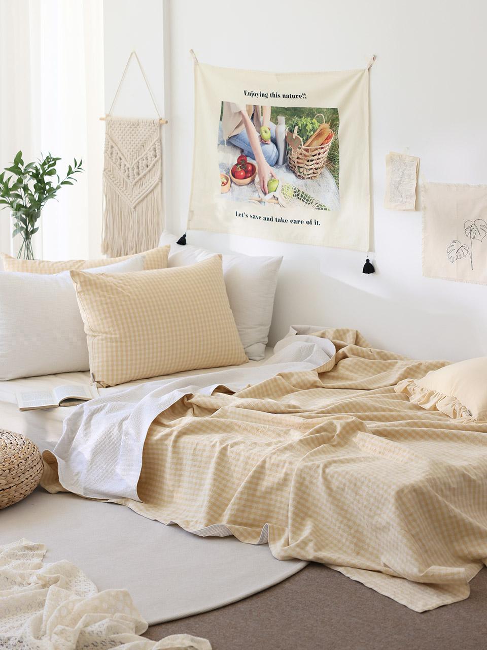 워싱체크 모달리플 2겹이불 (SS/Q) 2color