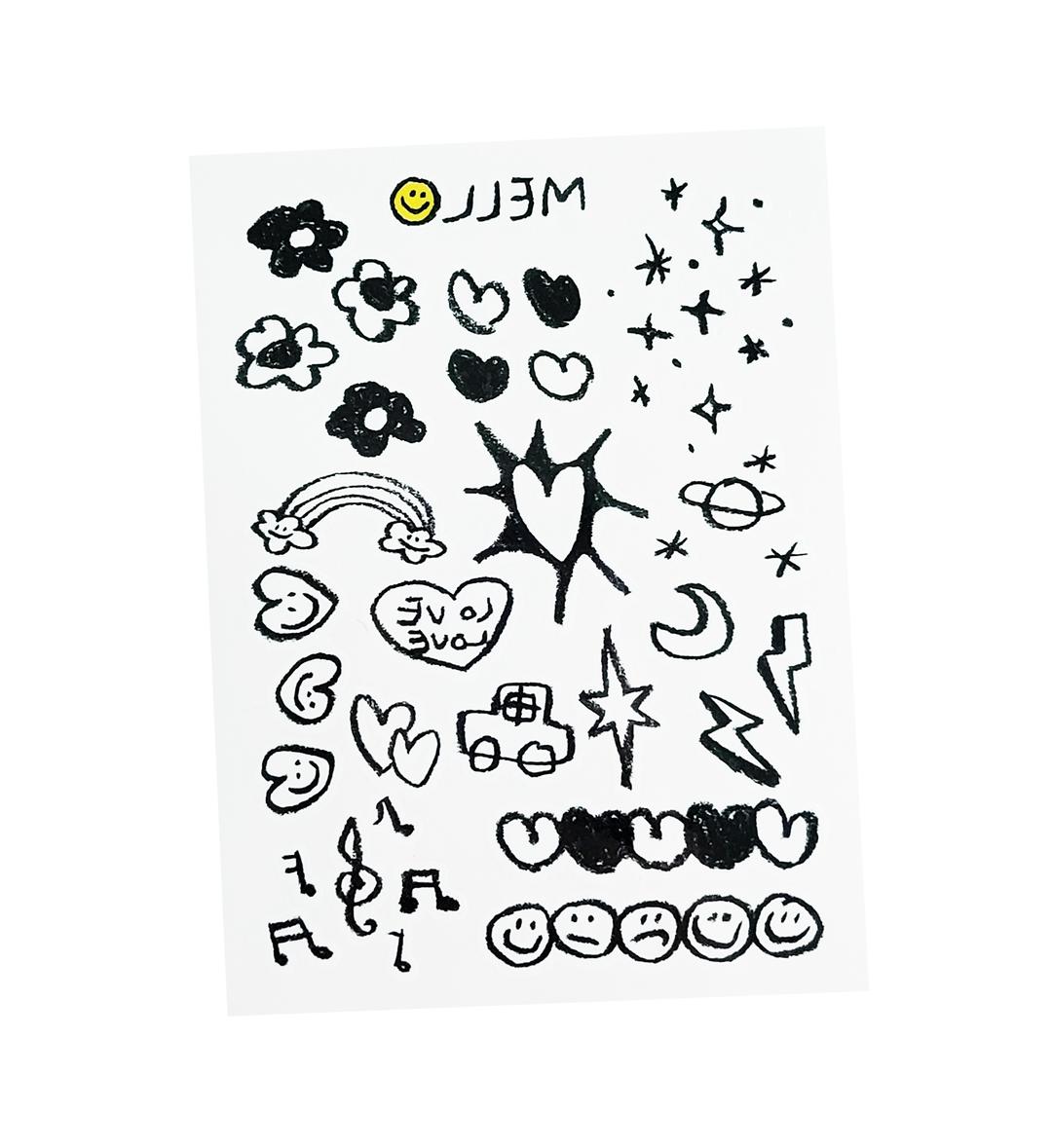 [KC인증] tattoo sticker_black