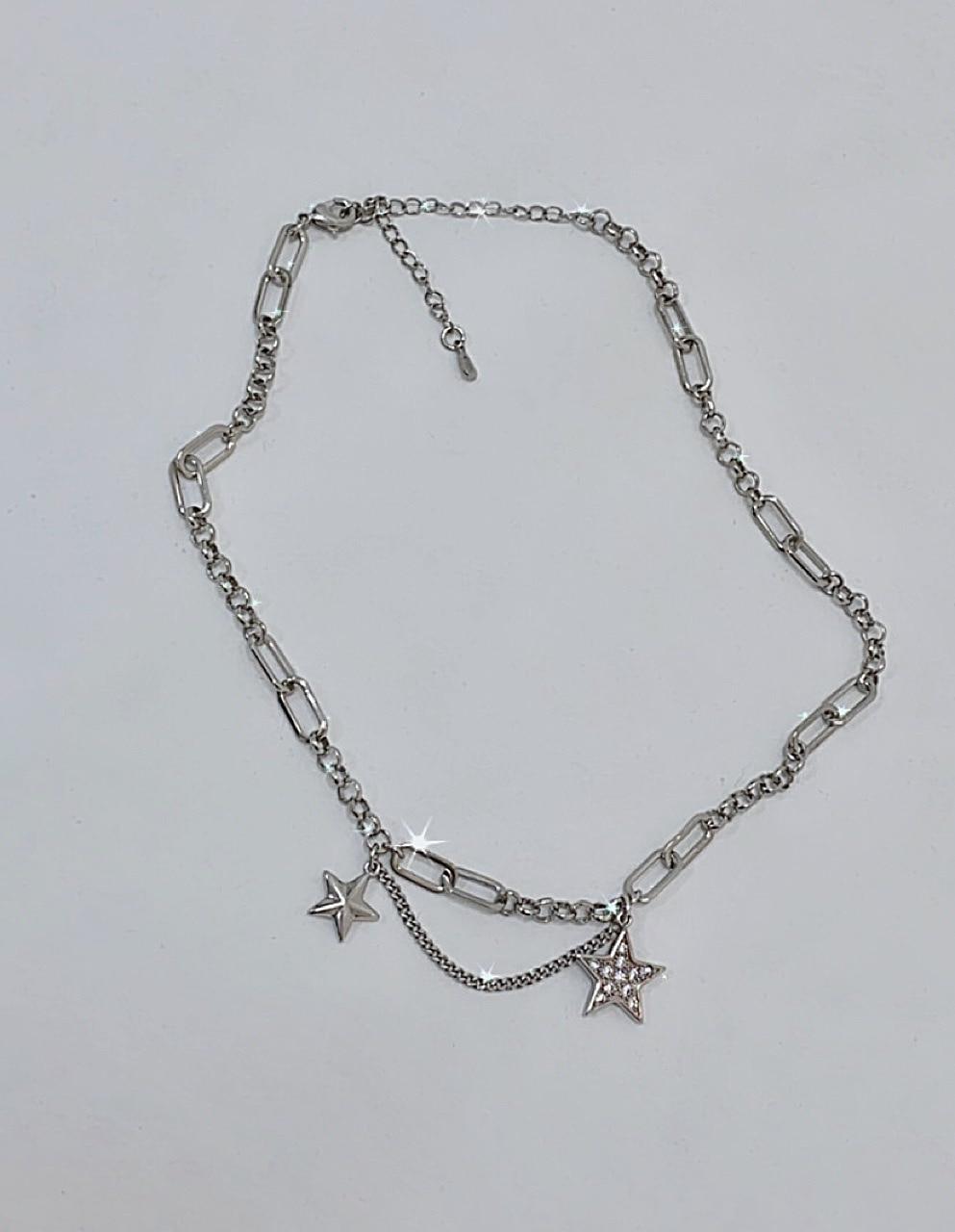 (925silver) Line star necklace