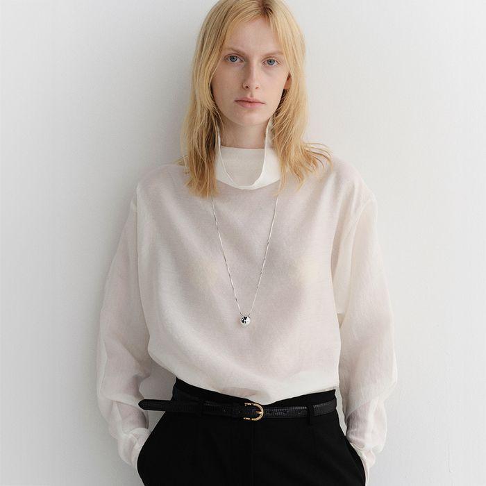 funnel-neck blouse_ivory