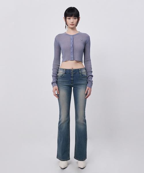 우알롱(WOOALONG)  Western washed boots-cut denim pants - BLUE - 사이즈 & 후기 | 무신사