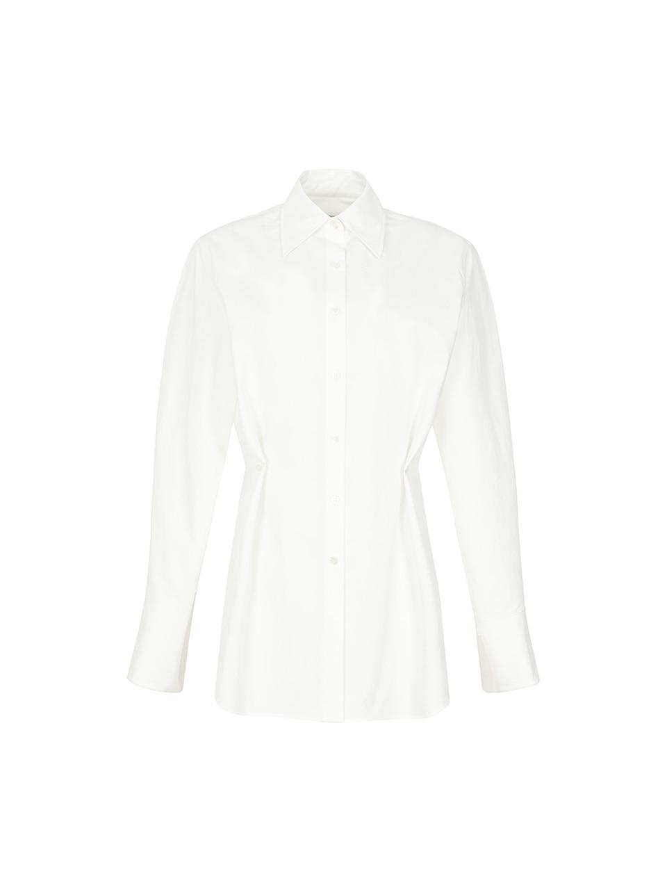 버튼 드레이퍼리 와이드 커프스 셔츠 화이트