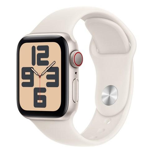 Apple 정품 2024 애플워치 SE 2세대 알루미늄 케이스, 40mm, Cellular, 스타라이트 / 스타..., M/L