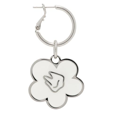 Silver   White Flower Pendant Single Earring 241490M144004
