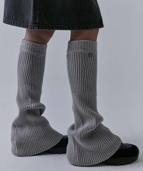 Wide Knit Leg Warmer [ Beige ]