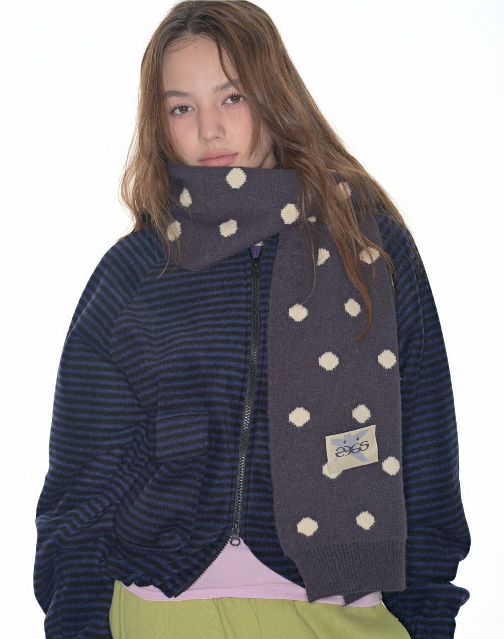 도트 니트 머플러 - 4컬러