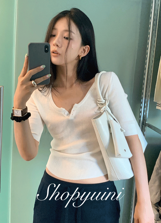[Wool] Genie rib button knit (4color)