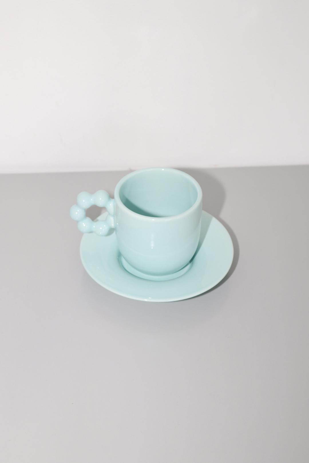 beads coffee cup/saucer(sky mint)