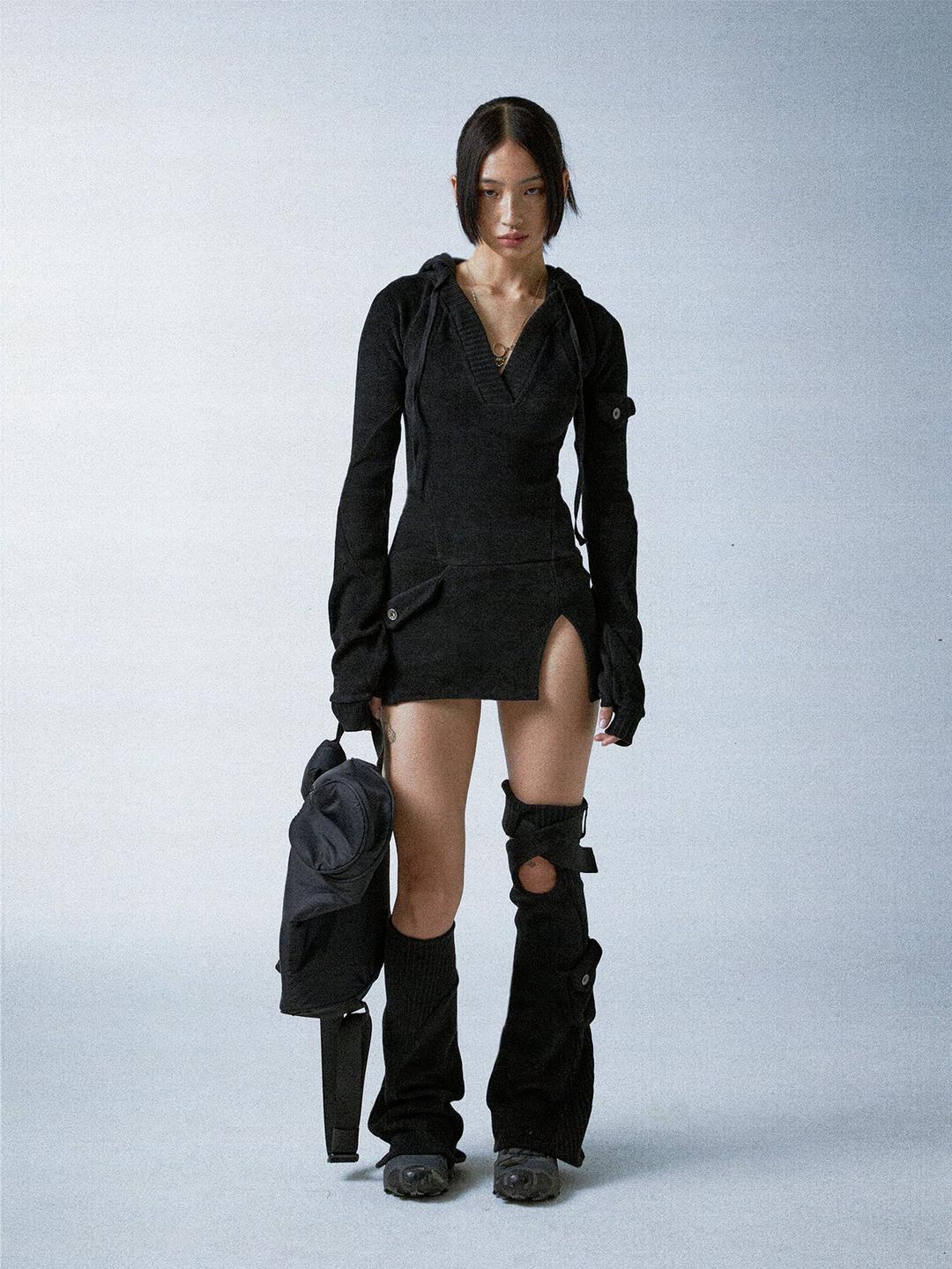 Y_ ASYMMETRIC LEG WARMER - OS / BLACK