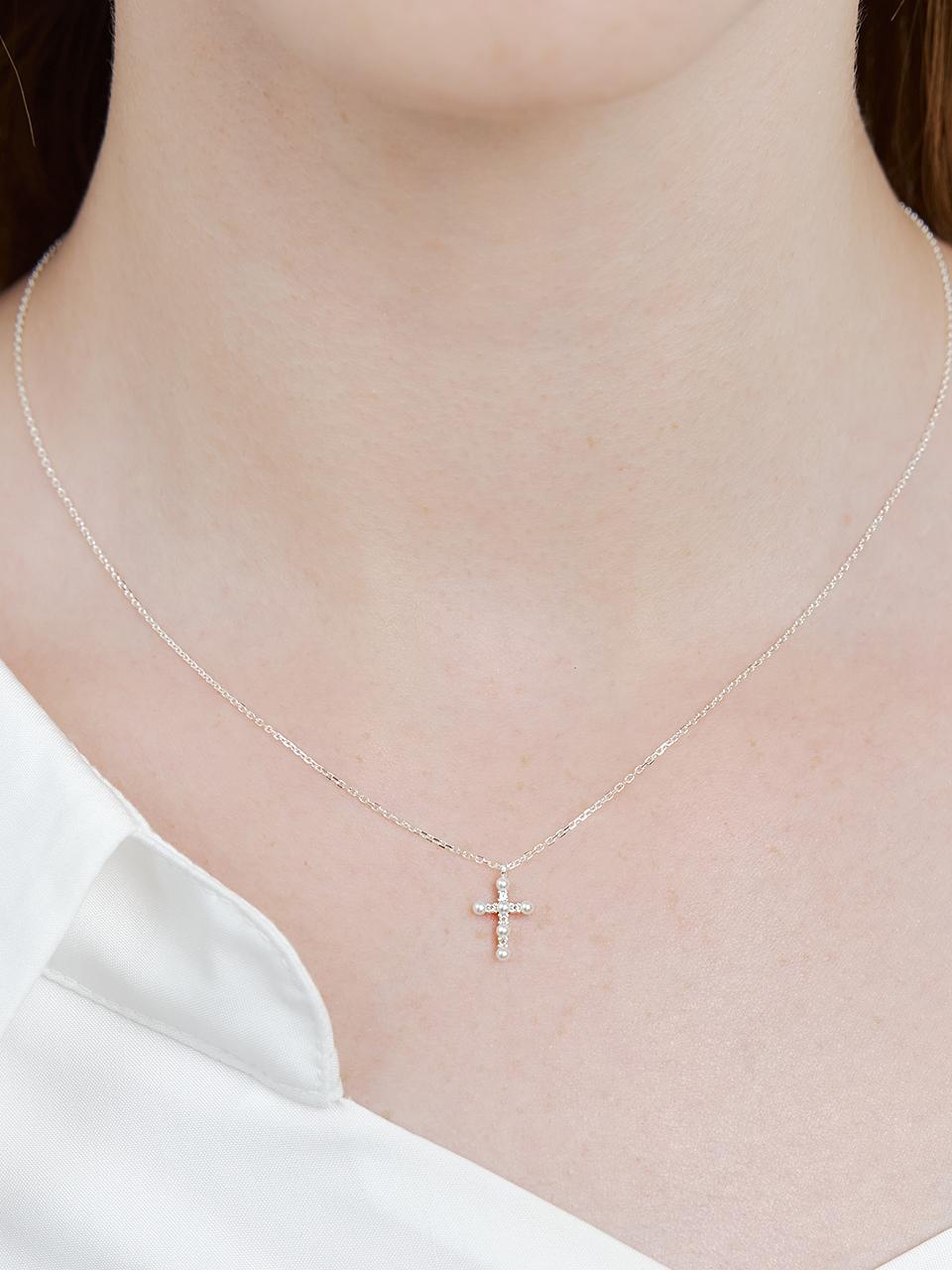 belief cross pearl necklace