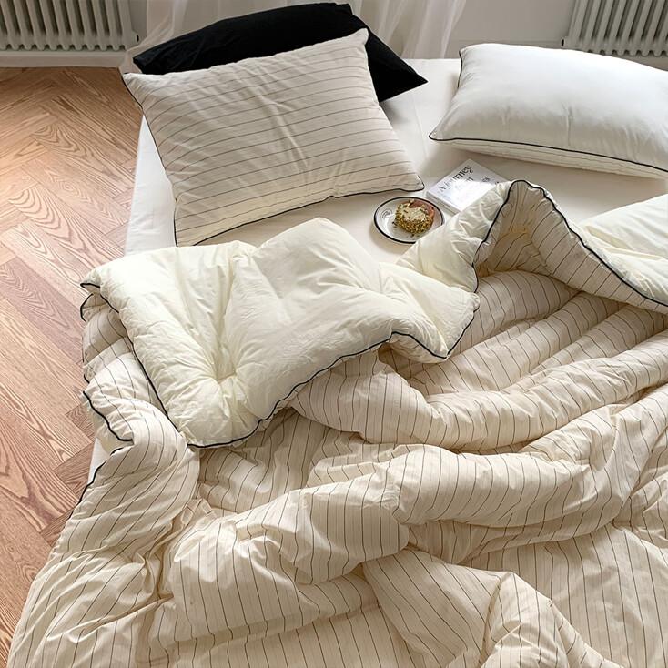 이안 스트라이프 순면 사계절 차렵이불 세트 SS (이불+베개커버)