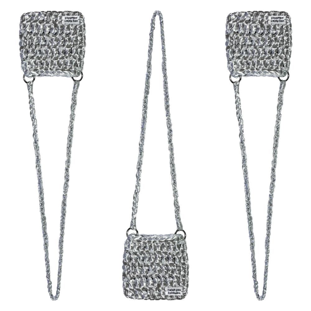 새틴 리본 뜨개 미니 크로스백 마이크로백 실버백 (8color)