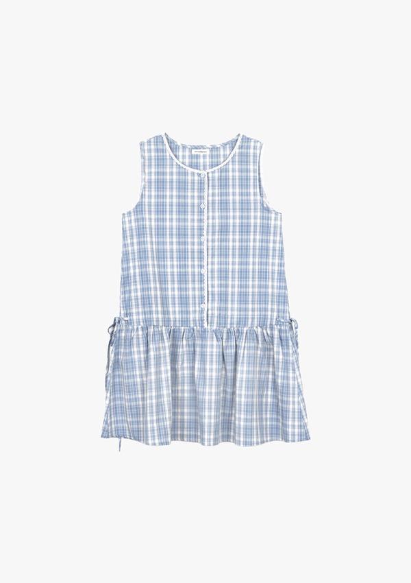 핑크파인애플 COOL CHECK DRESS_SKY BLUE