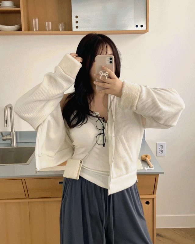 [2사이즈] 미유 퍼 후드집업 /빅사이즈