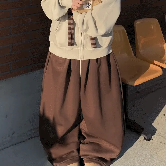 🚀당일발송/기모선택🚀더블 핀턱 와이드 PT / 오버핏 와이드 밴딩 트레이닝 벌룬핏 팬츠 바지 와이드팬츠 벌룬팬츠 벌룬바지 트레이닝팬츠 기모 기모바지 기모와이드팬츠 빈티지 스트릿