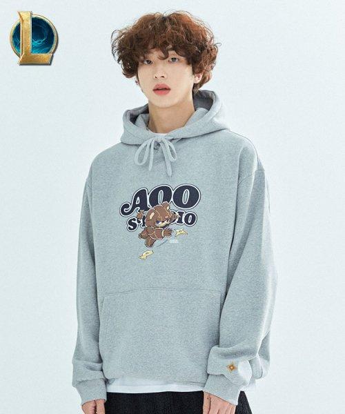 [기모] AQO X LoL BOKSIL HOODIE GREY (KENNEN)