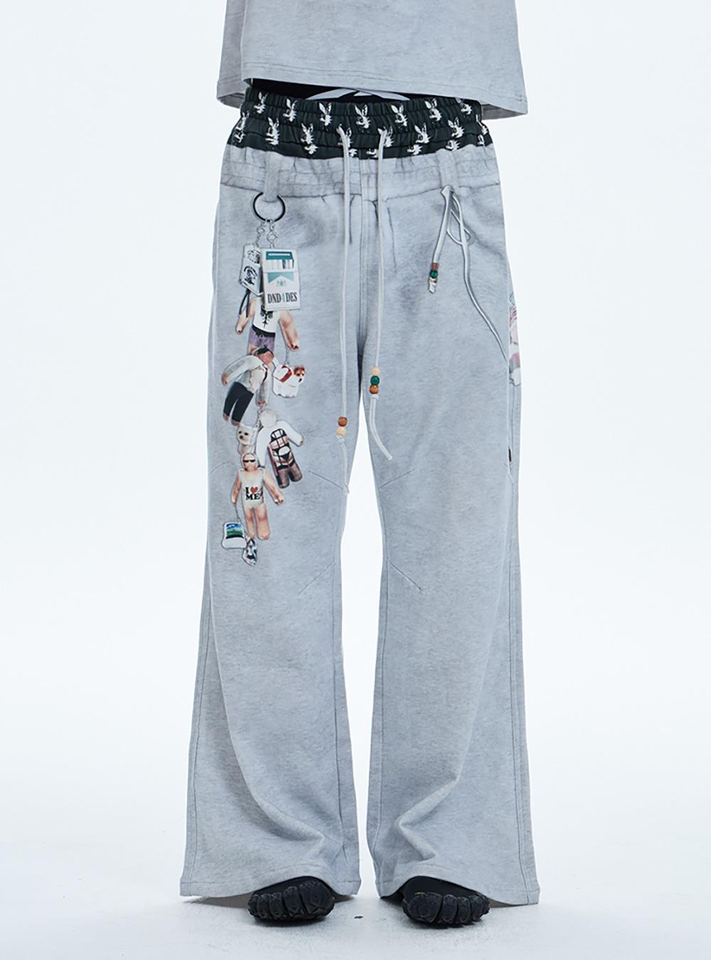 Graphic Print Double Waist Sweatpants